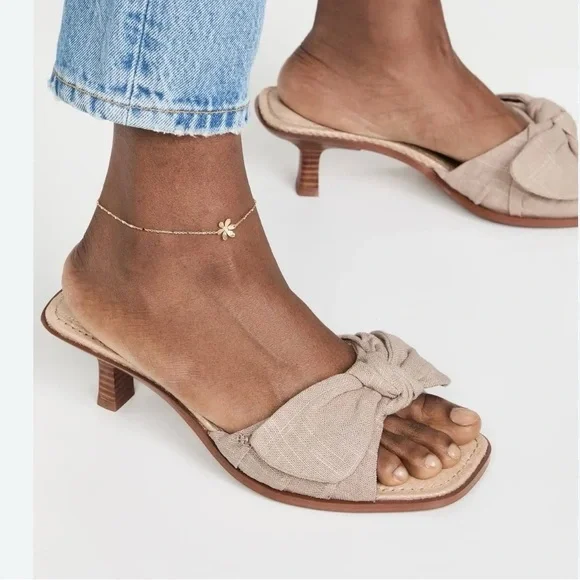 SAM EDELMAN Women's Darcie Ivory LEATHER Bow Kitten Heels Sandals Size 8.5 NWT - Picture 11 of 11